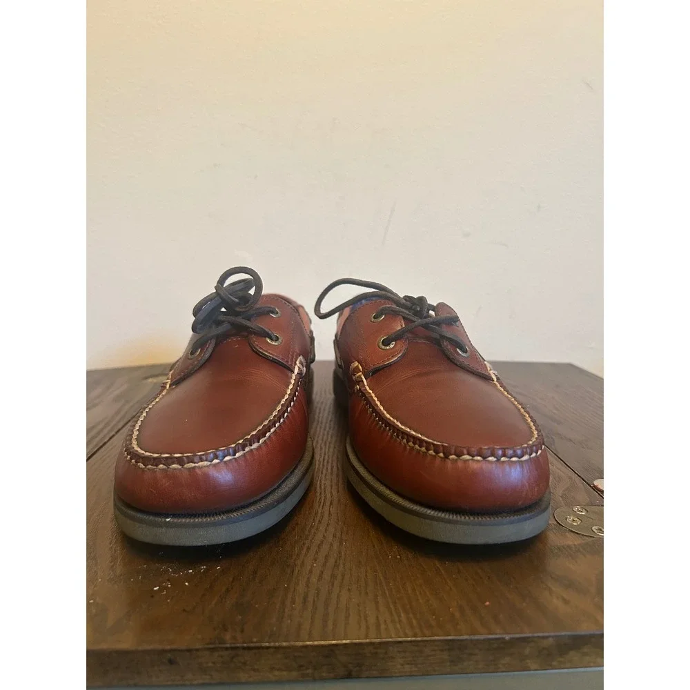L.L. Bean Casco Bay Men's Brown Leather Flats Boat Shoes Size 12D